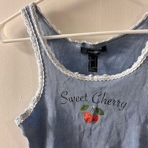 NWT Blue Lace-Trimmed Tank Top